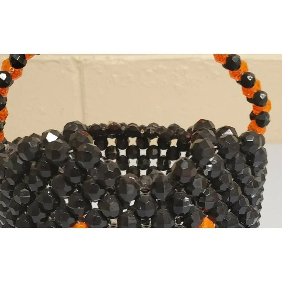 Halloween Handmade Black Cat Beaded Treat Basket - Picture 2 of 6